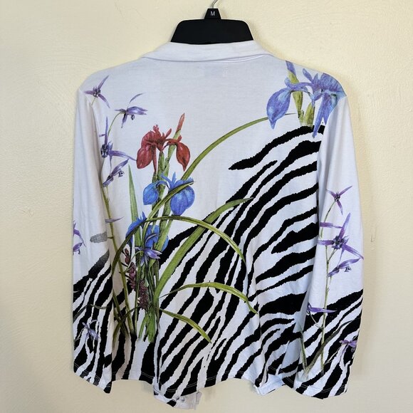 Cactus Womens Jacket Small Cotton Zebra Animal Print Iris Floral Bedazzle - Picture 5 of 9